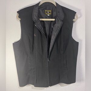 Wyoming Traders Vest Womens XLarge Black Canvas Zip Front Western Rodeo Cowboy